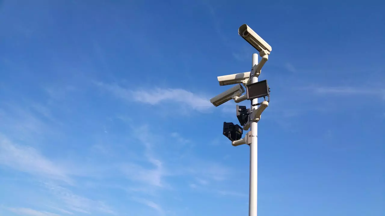 Home with multiple outdoor security cameras installed